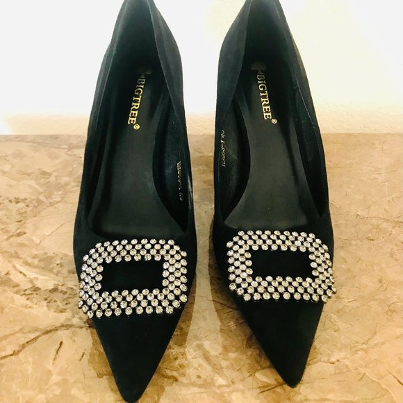 NWOT Bling Suede Black Pump - Picture 3 of 12